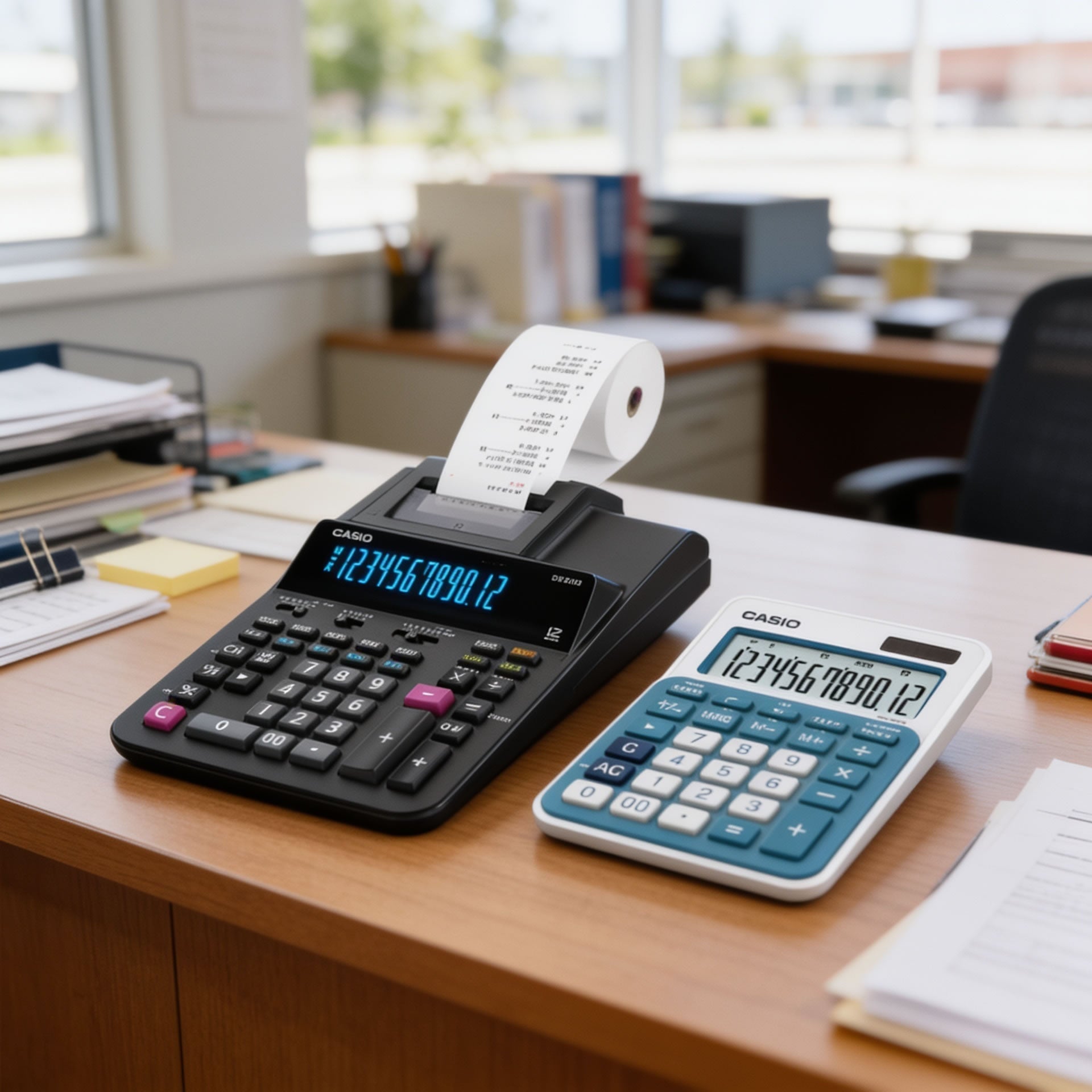 Calculadora Casio DR200R vs calculadoras de escritório