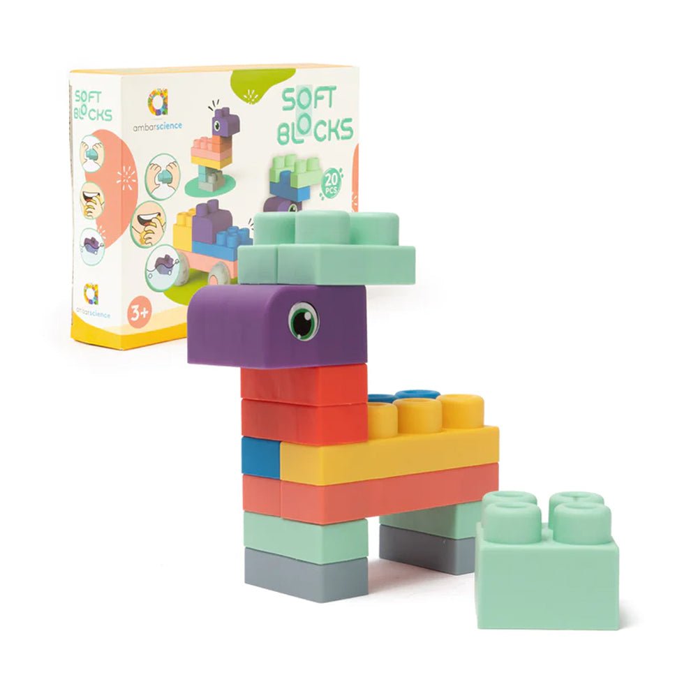 Bluepixel Equipamentos e Serviços Informáticos Lda | Soft Blocks Ambarscience - Jogo de 20 Blocos Educativos Ambarscience Construções