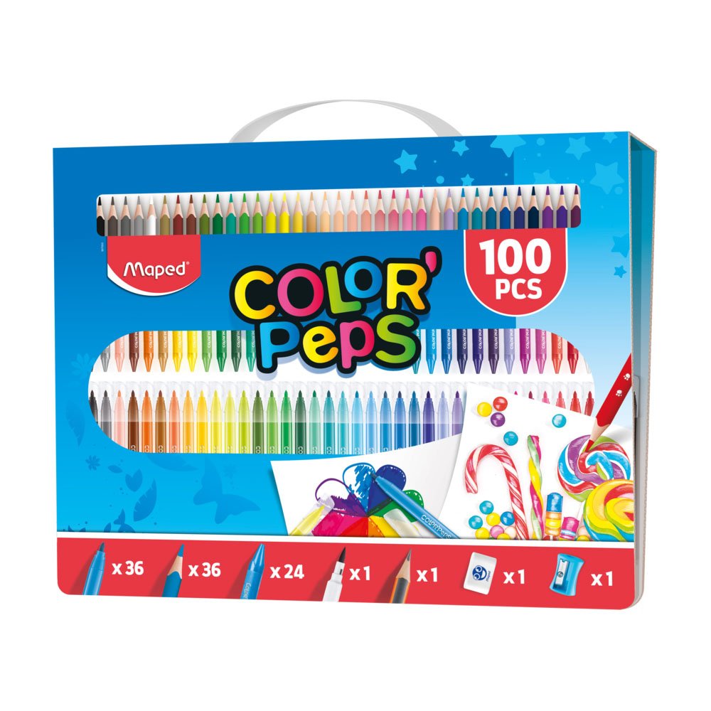 Bluepixel Equipamentos e Serviços Informáticos Lda | Kit Pintura Color Peps - 100 Peças para Arte e Diversão Maped Conjuntos de Arte
