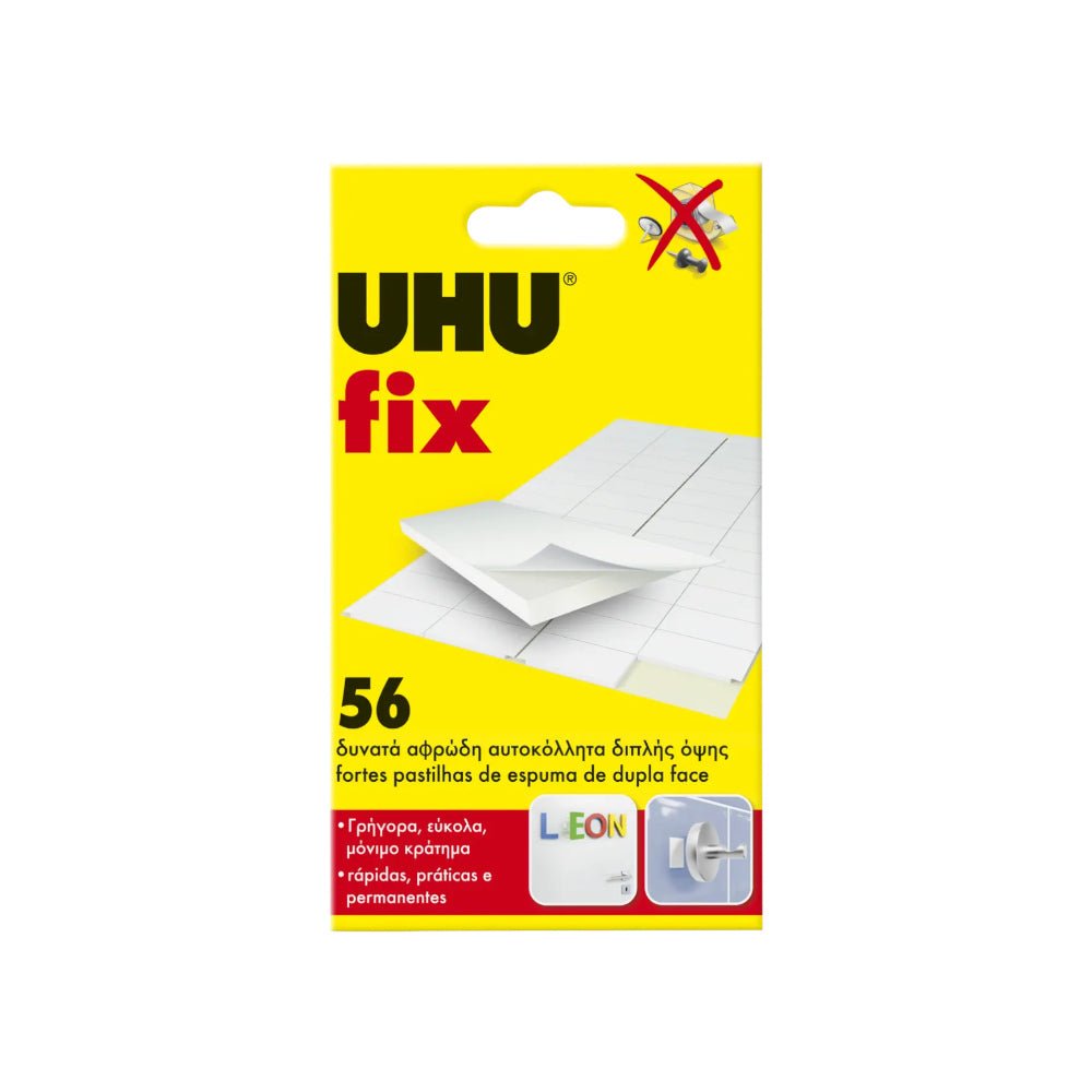 Bluepixel Equipamentos e Serviços Informáticos Lda | Fixadores Adesivos Dupla Face UHU Fix – 56 Unidades UHU Dupla Face