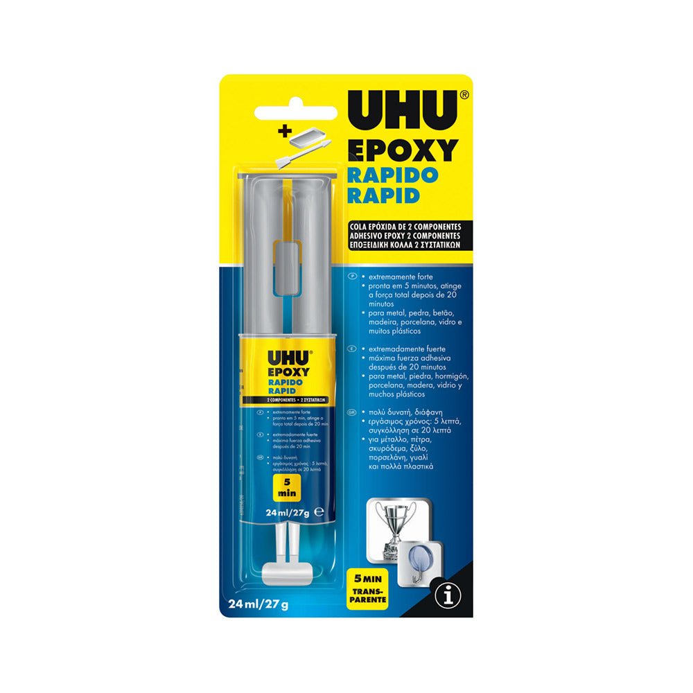 Bluepixel Equipamentos e Serviços Informáticos Lda | Cola Rápida UHU Plus Epoxy 27g – Fixação Forte em 5 Minutos UHU Bricolage