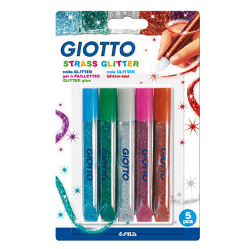 Bluepixel Equipamentos e Serviços Informáticos Lda | Cola Glitter Glue com Strass 5x10,5ml - Cola Decorativa Brilhante Giotto Colas