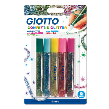 Bluepixel Equipamentos e Serviços Informáticos Lda | Cola Glitter com Confetti 5x10,5ml - Brilho e Colagem Fácil Giotto Colas