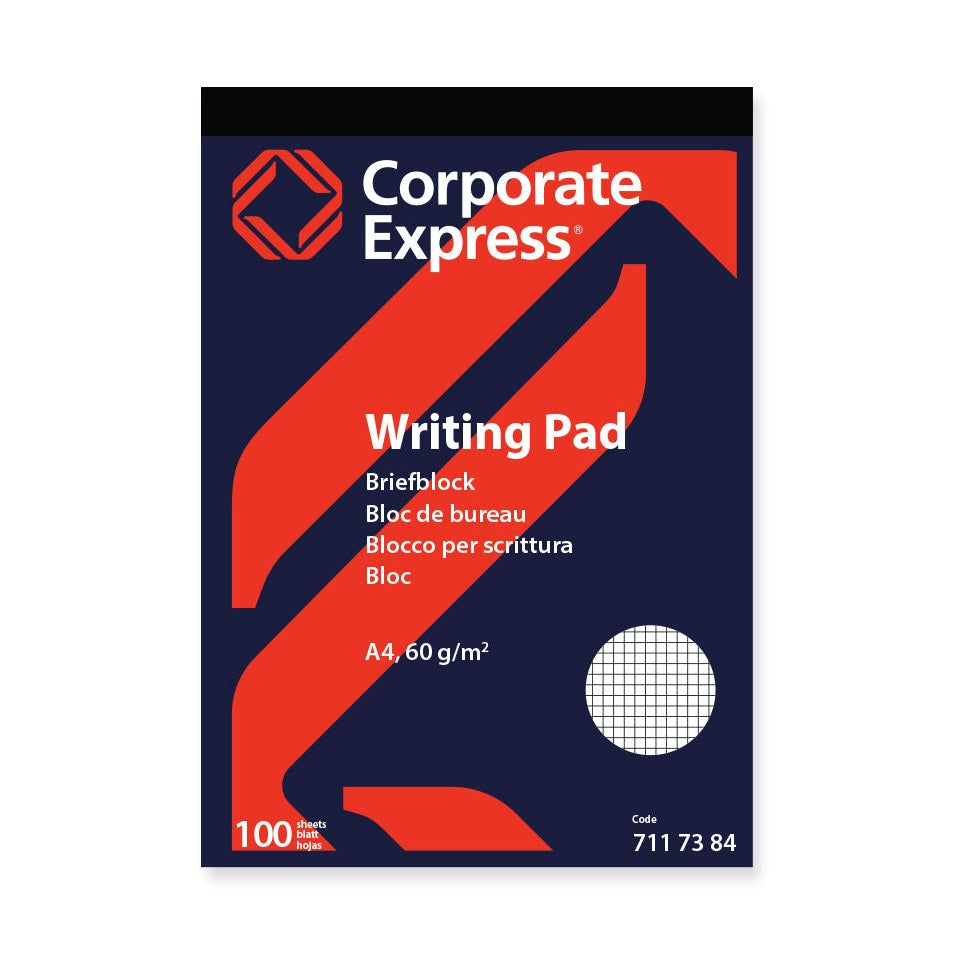 Bloco de notas A4 quadriculado com 100 folhas, bloco colado, ideal para estudos e trabalhos.
