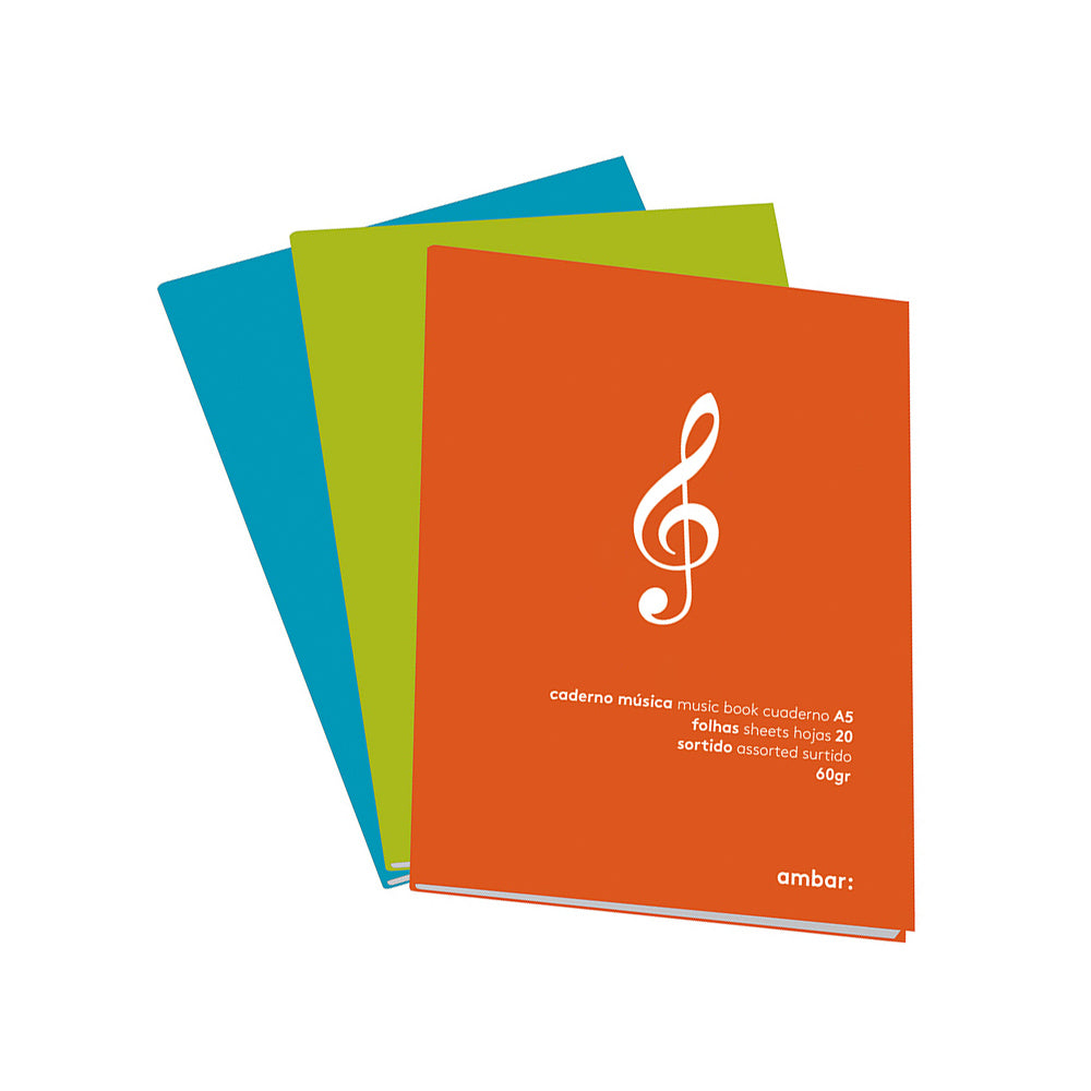 Bluepixel Equipamentos e Serviços Informáticos Lda | Caderno de Música A5 Âmbar Sortido com 20 Folhas Ambar Música