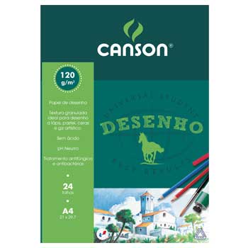 Bluepixel Equipamentos e Serviços Informáticos Lda | Bloco Desenho A4 120g Canson Colado 25 Folhas Canson Cadernos Desenho