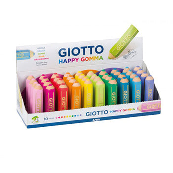 Bluepixel Equipamentos e Serviços Informáticos Lda | Borracha Giotto Happy Gomma Cores Clássicas | Caixa Expositor 1 unidade Giotto Borrachas