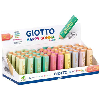 Bluepixel Equipamentos e Serviços Informáticos Lda | Borracha Giotto Happy Gomma Cores Pastel - Expositor com 1 unidade Giotto Borrachas
