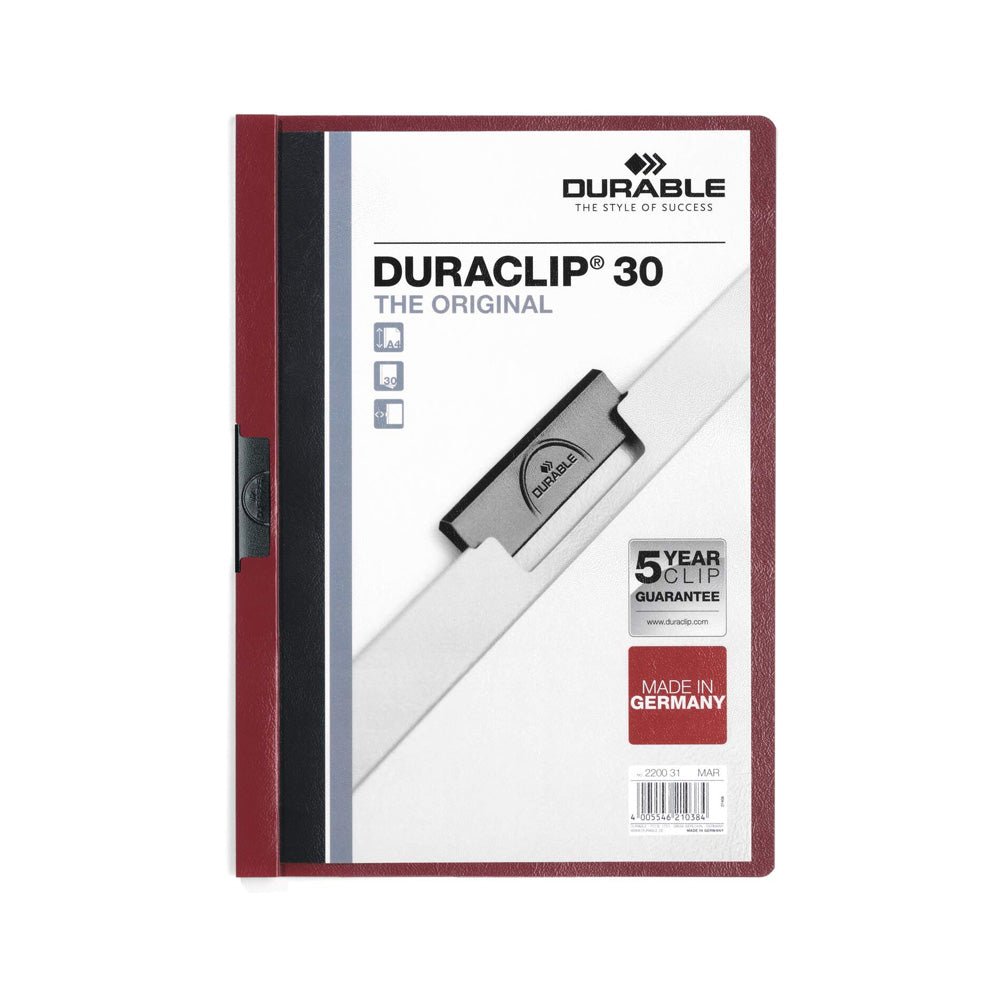 Bluepixel Equipamentos e Serviços Informáticos Lda | Classificador Clip Lateral Durável 2200 Bordeaux | Organização Segura Durable Classificadores