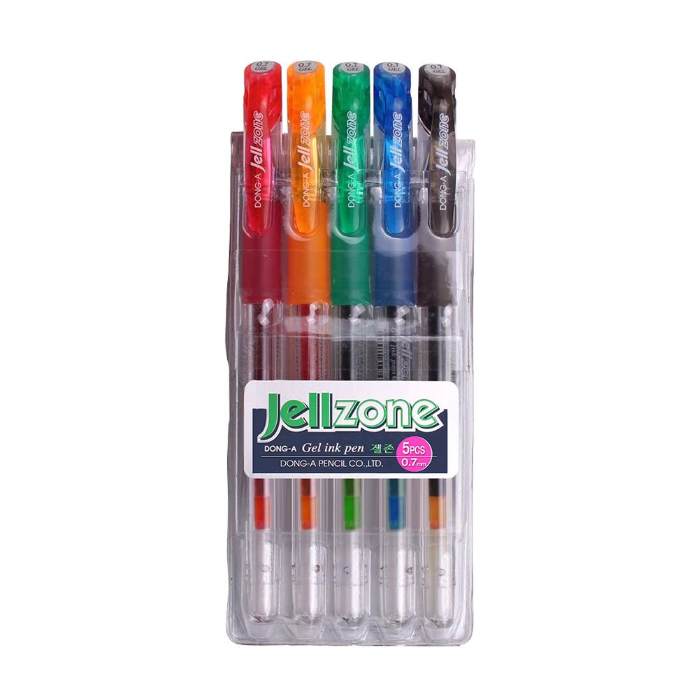 Bluepixel Equipamentos e Serviços Informáticos Lda | Esferográfica Gel Dong-A Jell-Zone 5 Cores 0,7mm – Estojo com 5 unidades Dong-A Esferográficas Gel