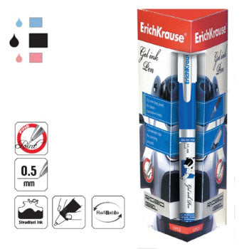 Bluepixel Equipamentos e Serviços Informáticos Lda | Esferográfica Gel EK Robogel Preto 0,5mm - Pack com 12 unidades Erichkrause Esferográficas Gel