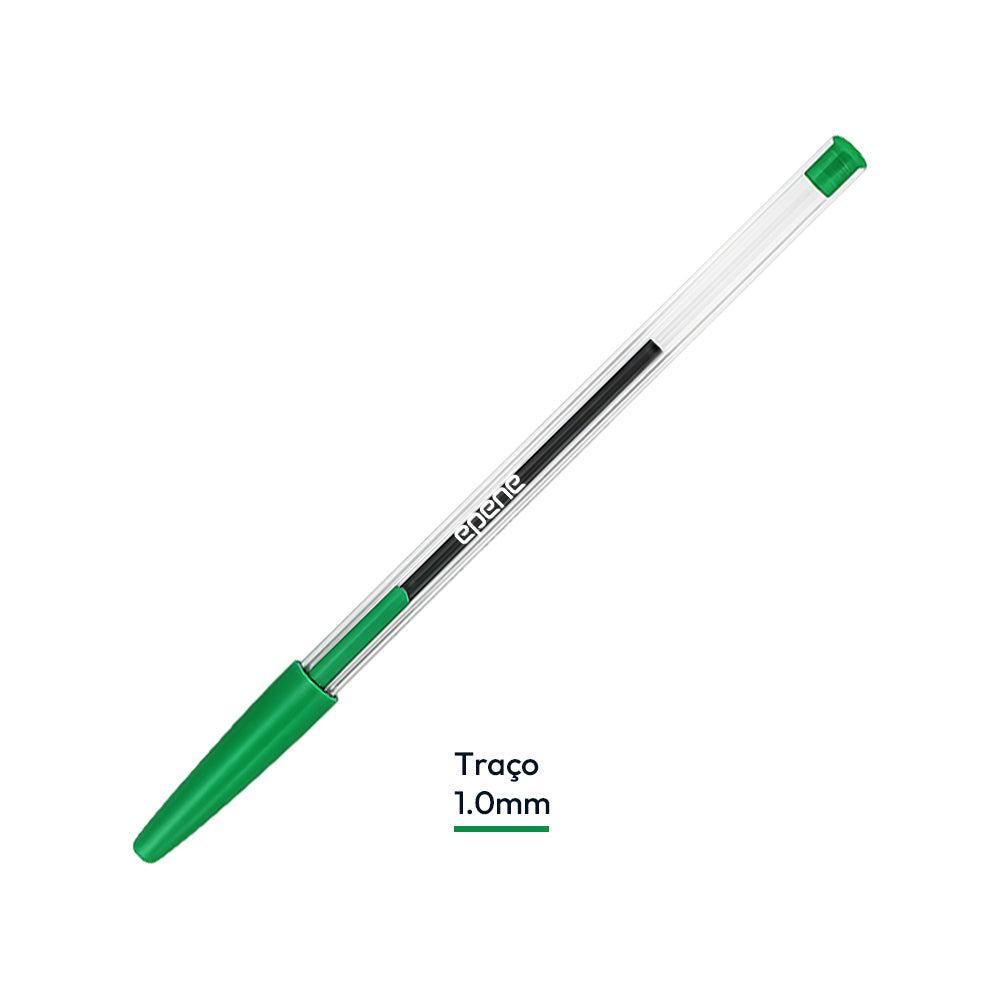 Bluepixel Equipamentos e Serviços Informáticos Lda | Esferográfica Epene EP01-0108 Verde 1mm — Escrita Suave e Precisa Epene Esferográficas