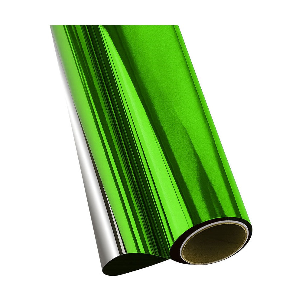Papel metalizado verde Sadipal em rolo de 1x3 metros, textura brilhante e refletiva para artesanato e decorações.