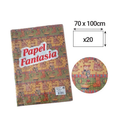 Papel de Natal Infantil 70x100cm - 20 Folhas para Presentes