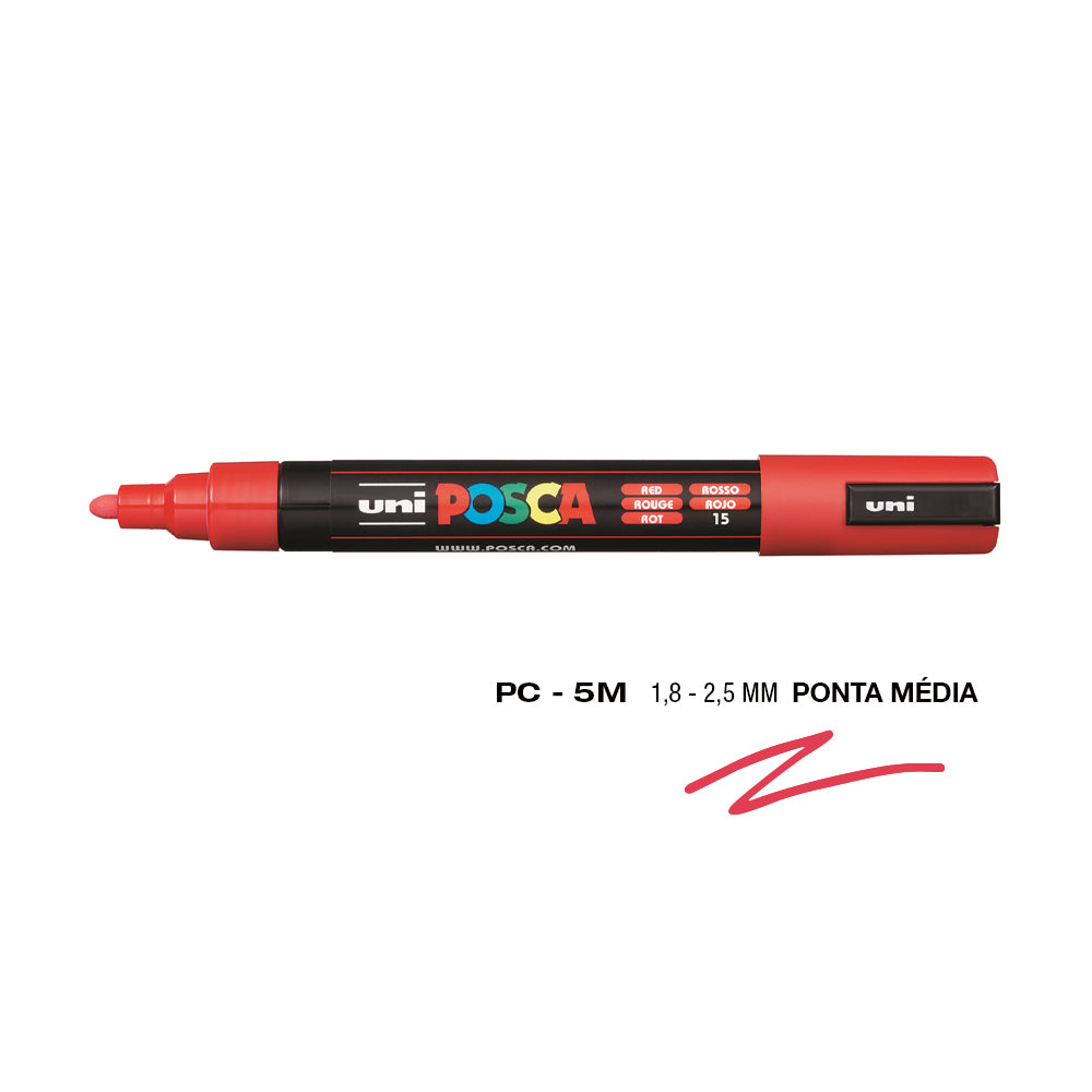 Bluepixel Equipamentos e Serviços Informáticos Lda | Marcador Uniball Posca PC-5M Vermelho 1,8mm 15 Unidades Posca Marcadores