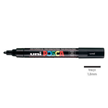 Marcador Uniball Posca PC-5M 1,8mm Preto 24 1un