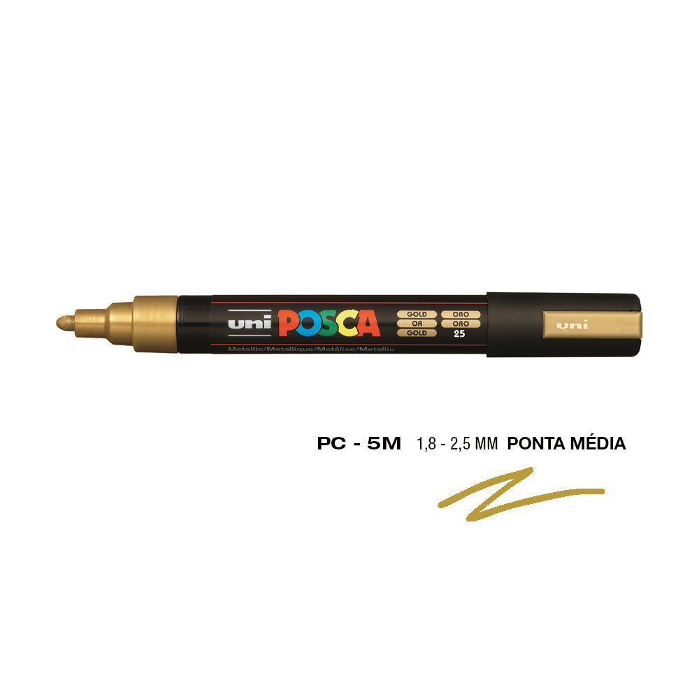 Bluepixel Equipamentos e Serviços Informáticos Lda | Marcador UniBall Posca PC-5M Ouro 1,8mm 25 unid para Artes e Projetos Posca Marcadores