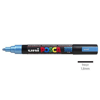 Bluepixel Equipamentos e Serviços Informáticos Lda | Marcador Uniball Posca PC-5M Azul Metálico 1,8mm – Colorido para Artes Posca Marcadores