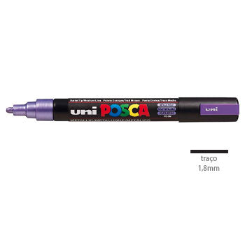 Bluepixel Equipamentos e Serviços Informáticos Lda | Marcador UniBall Posca PC-5M Violeta Metálico 1,8mm - Caneta Criativa Posca Marcadores