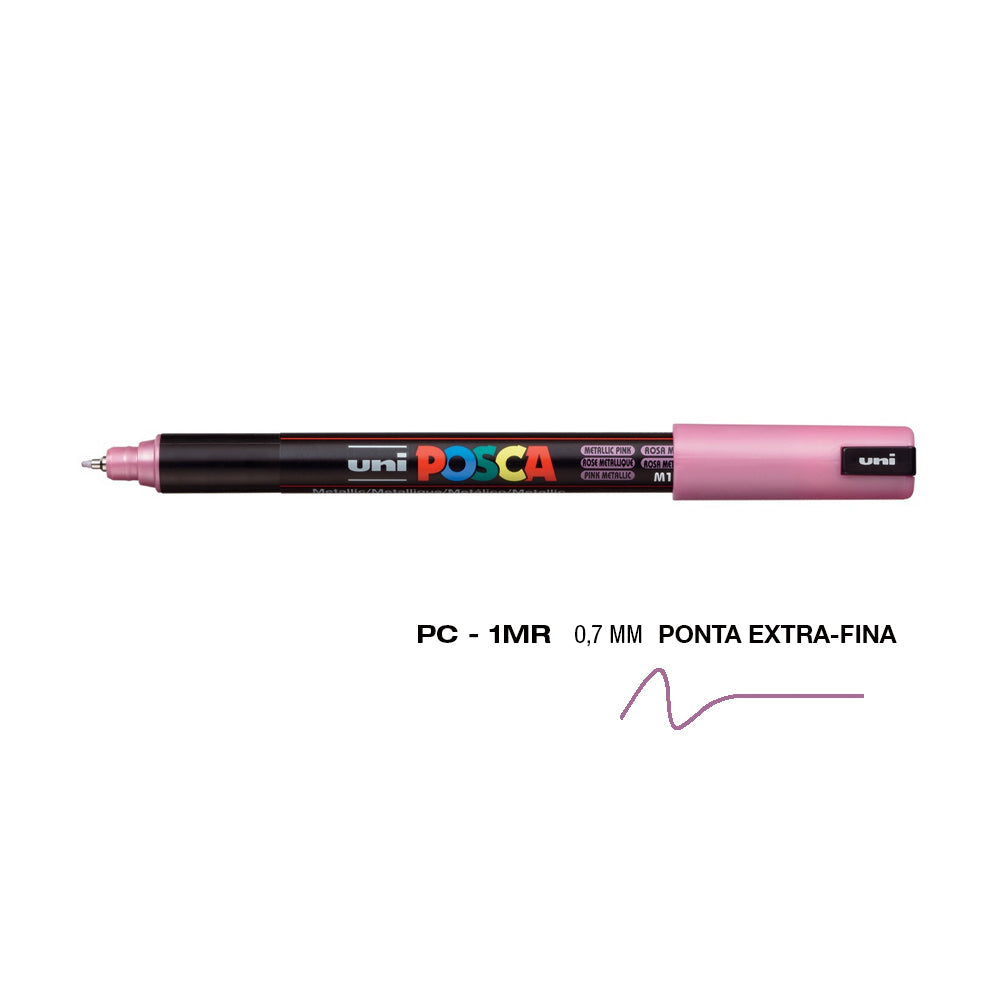 Bluepixel Equipamentos e Serviços Informáticos Lda | Marcador Uniball Posca PC-1MR Rosa Metálico 0,7mm - 1 Unidade Posca Marcadores
