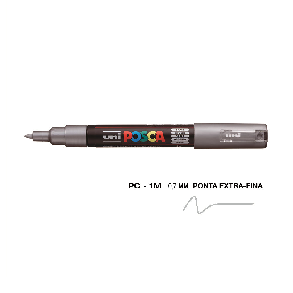 Bluepixel Equipamentos e Serviços Informáticos Lda | Marcador Uni-Ball Posca PC-1M Prata 0,7mm | Caneta para Arte Posca Marcadores
