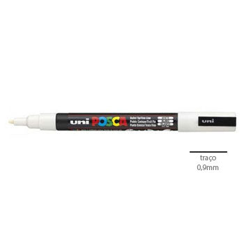 Bluepixel Equipamentos e Serviços Informáticos Lda | Marcador Uni-Ball Posca PC-3M Branco 0,9mm | Caneta para Arte Posca Marcadores