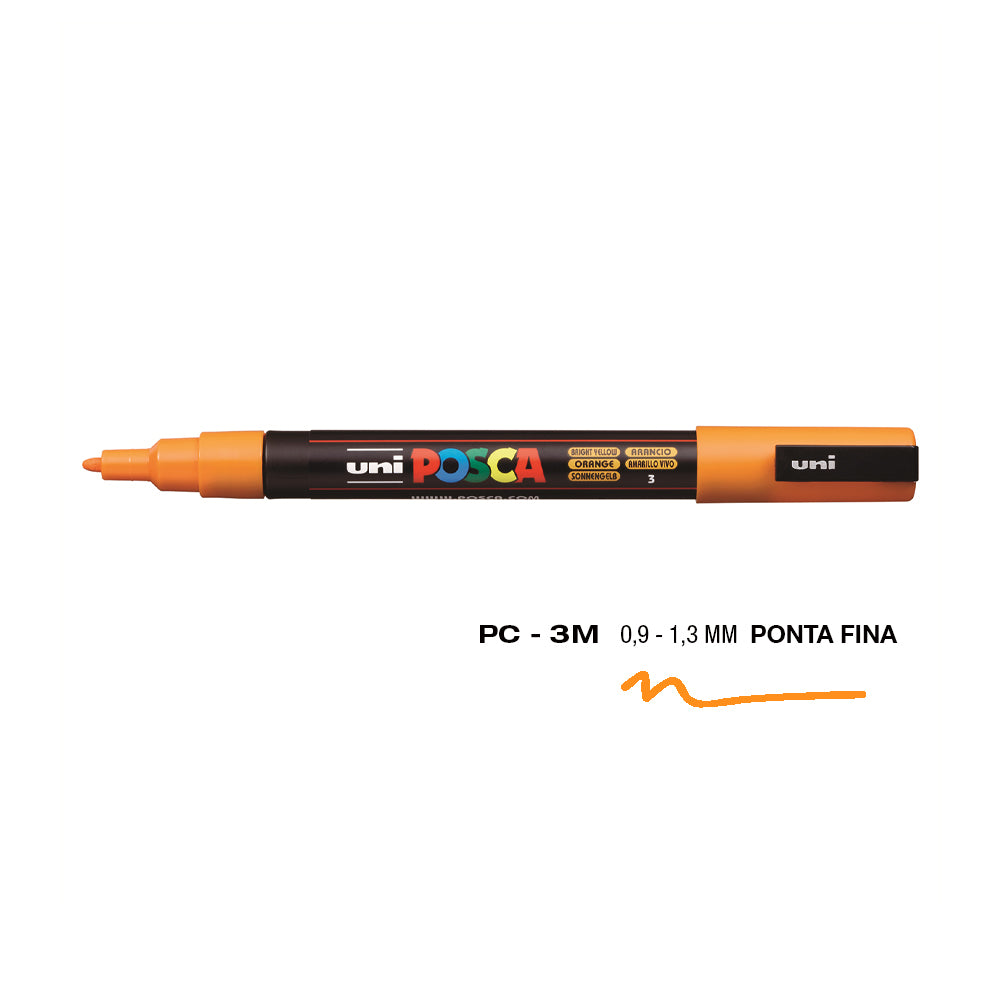 Bluepixel Equipamentos e Serviços Informáticos Lda | Marcador UniPosca PC-3M Amarelo Brilhante 0,9mm – 3 Unidades Posca Marcadores