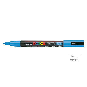 Marcador Uniball Posca PC-3M 0,9mm Azul Céu 48 1un