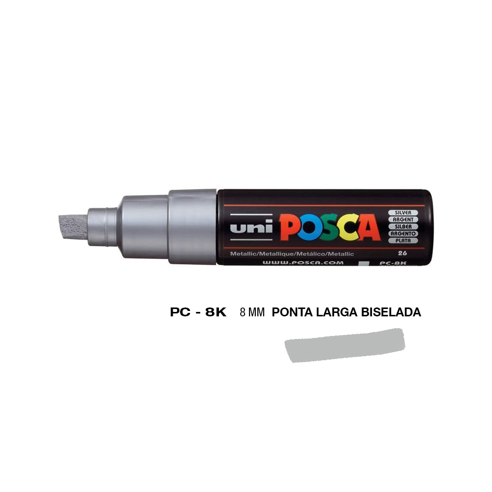 Marcador Uniball Posca PC-8K 8mm Prata 26 1un