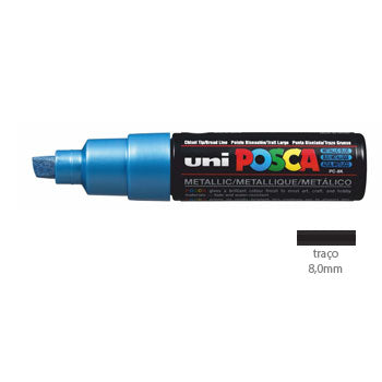 Bluepixel Equipamentos e Serviços Informáticos Lda | Marcador UniBall Posca PC-8K Azul Metálico 8mm – Tinta Vibrante Posca Marcadores