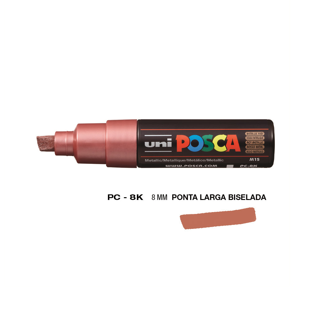 Bluepixel Equipamentos e Serviços Informáticos Lda | Marcador Uni Posca PC-8K Vermelho Metálico 8mm – Caneta para Artes Posca Marcadores