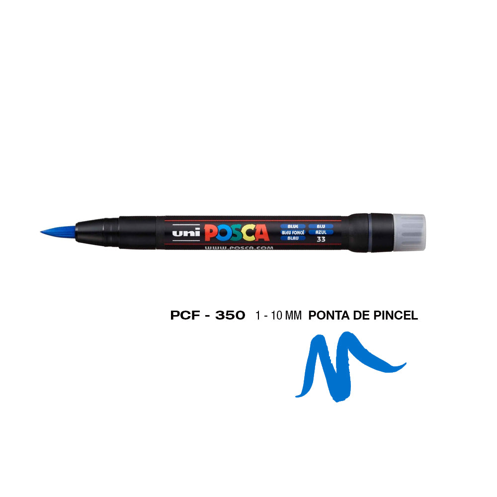 Bluepixel Equipamentos e Serviços Informáticos Lda | Marcador Uniball Posca PCF-350 Azul 1-10mm | Caneta para Arte Posca Marcadores