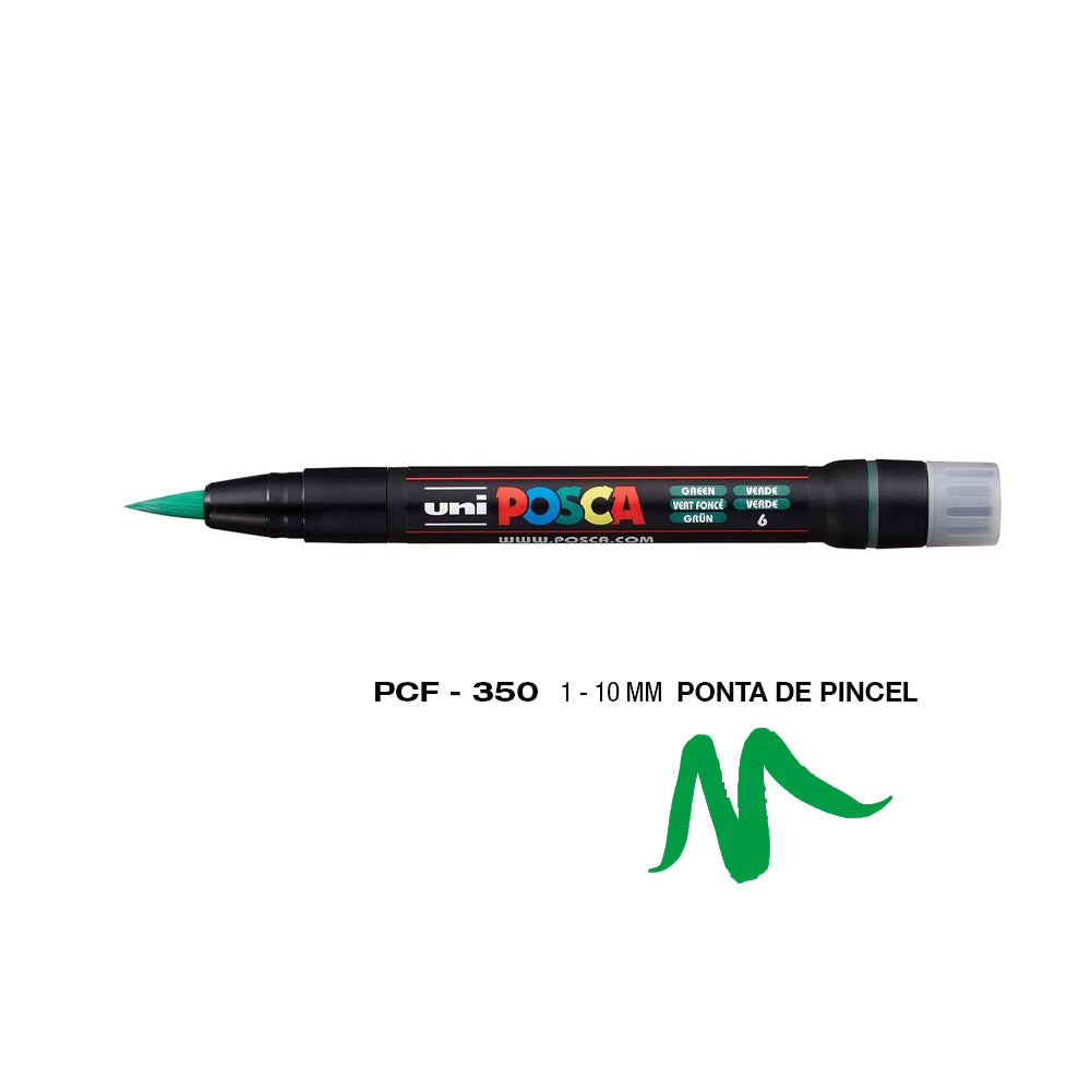 Bluepixel Equipamentos e Serviços Informáticos Lda | Marcador Uniball Posca PCF-350 Verde 1-10mm - Pack com 6 unidades Posca Marcadores