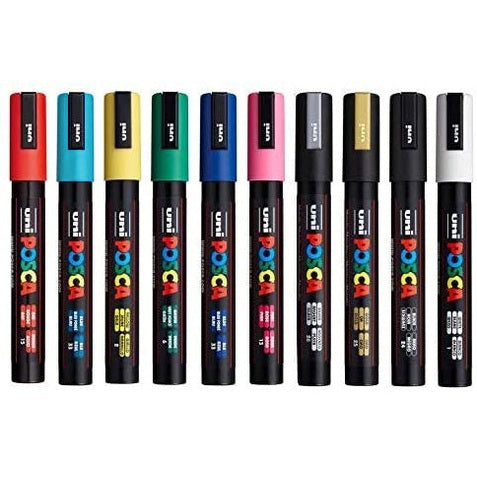 Bluepixel Equipamentos e Serviços Informáticos Lda | Marcador UniBall Posca PC-5M 1,8mm – Estojo com 10 Cores Posca Marcadores