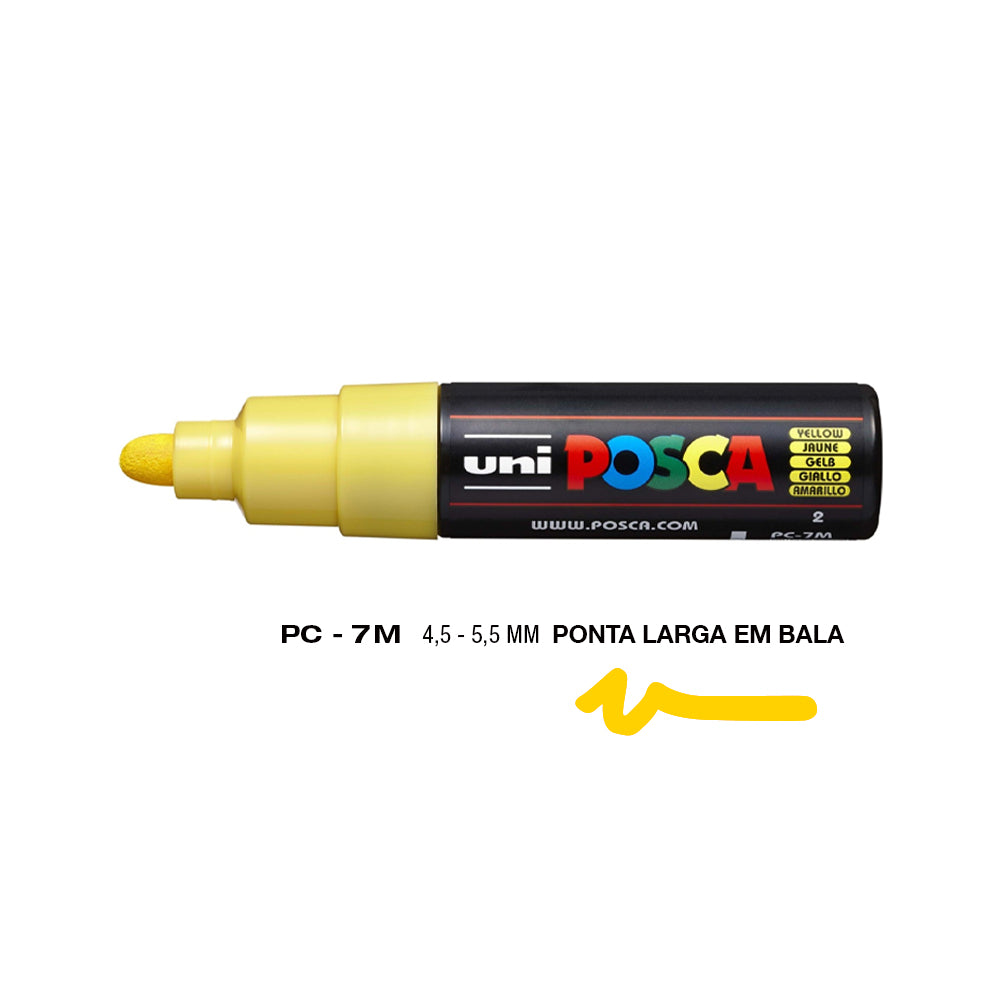 Bluepixel Equipamentos e Serviços Informáticos Lda | Marcadores Uniball Posca PC-7M Amarelo 4,5mm - Pack com 2 Unidades Posca Marcadores