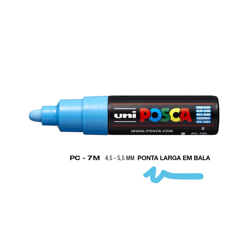 Bluepixel Equipamentos e Serviços Informáticos Lda | Marcador Uniball Posca PC-7M Azul Claro 4,5mm 8 unidades Posca Marcadores