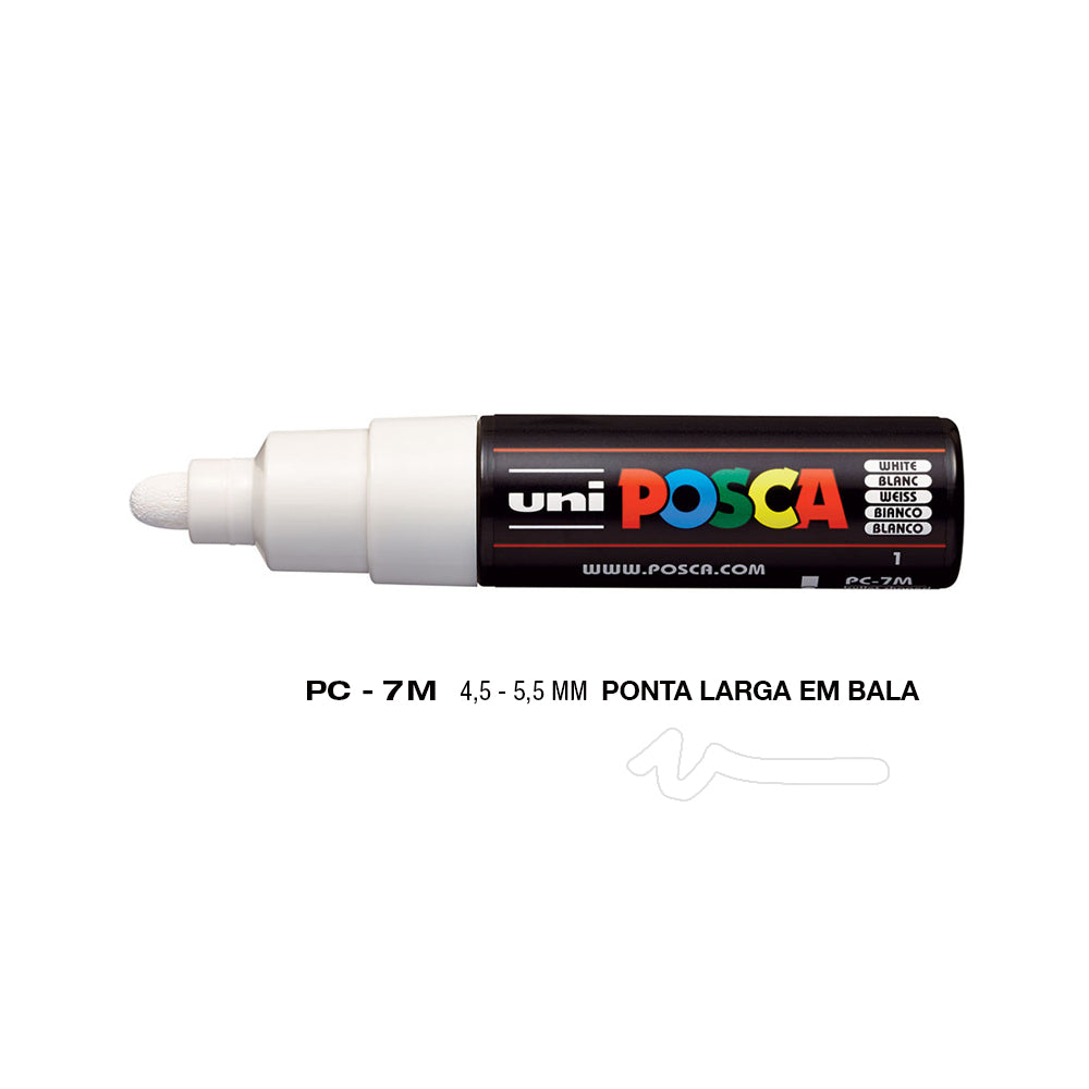 Bluepixel Equipamentos e Serviços Informáticos Lda | Marcador Uni-Ball Posca PC-7M Branco 4,5mm para Arte e Desenho Posca Marcadores