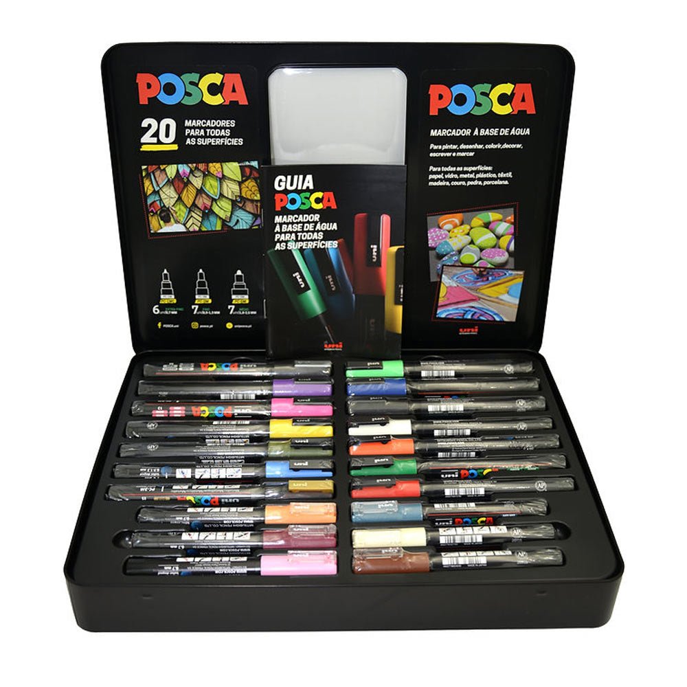Bluepixel Equipamentos e Serviços Informáticos Lda | Mala de Marcadores Metálicos Posca 20 Unidades | Uniball Posca Marcadores