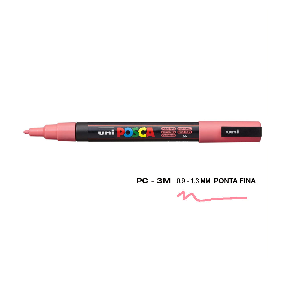 Bluepixel Equipamentos e Serviços Informáticos Lda | Marcador Uniball Posca PC-3M 0,9mm Rosa Coral – Ideal para Artes Posca Marcadores