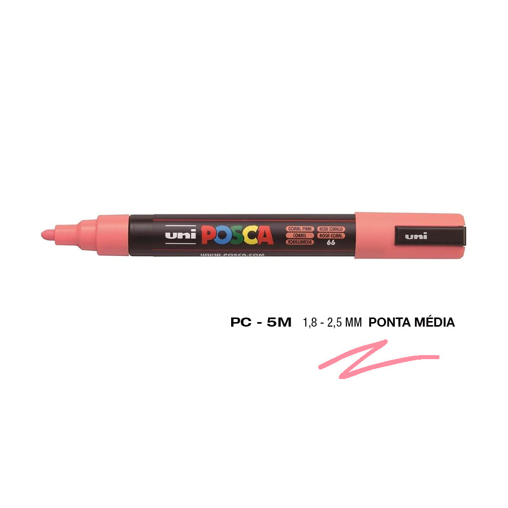 Bluepixel Equipamentos e Serviços Informáticos Lda | Marcador UniBall Posca PC-5M Rosa Coral 1,8mm | Caneta para Arte Posca Marcadores