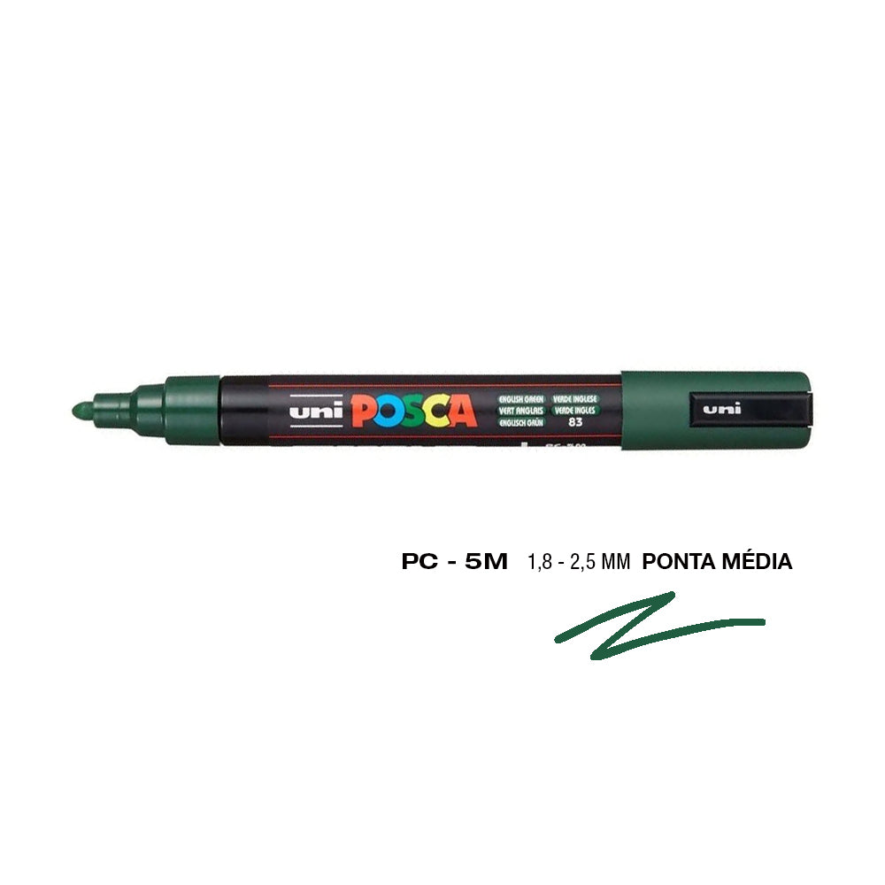Bluepixel Equipamentos e Serviços Informáticos Lda | Marcador Uni-Ball Posca PC-5M Verde 1,8mm para Artes e Janela Posca Marcadores