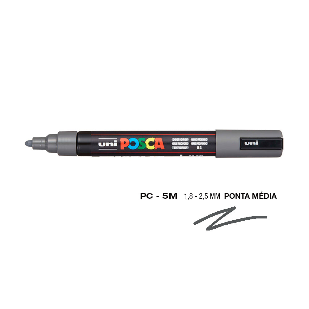 Bluepixel Equipamentos e Serviços Informáticos Lda | Marcador Uniball Posca PC-5M Cinza Profissional 1,8mm Posca Marcadores