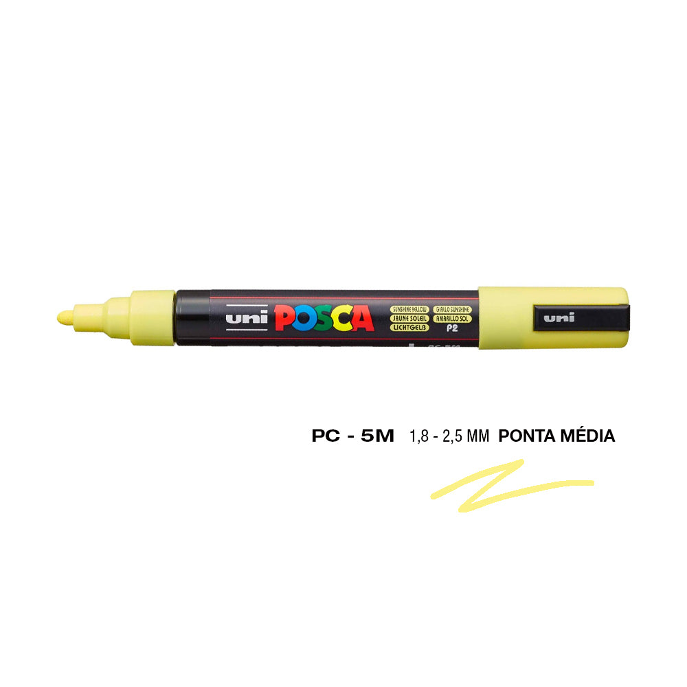 Bluepixel Equipamentos e Serviços Informáticos Lda | Marcador Posca PC-5M Amarelo Sunshine 1,8mm - Escreva e personalize Posca Marcadores