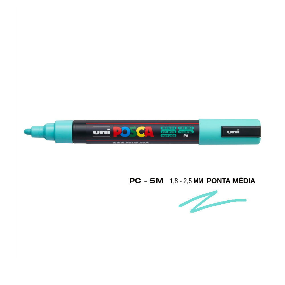 Bluepixel Equipamentos e Serviços Informáticos Lda | Marcador UniPosca PC-5M Verde Aqua - Caneta Artistic 1,8mm Posca Marcadores