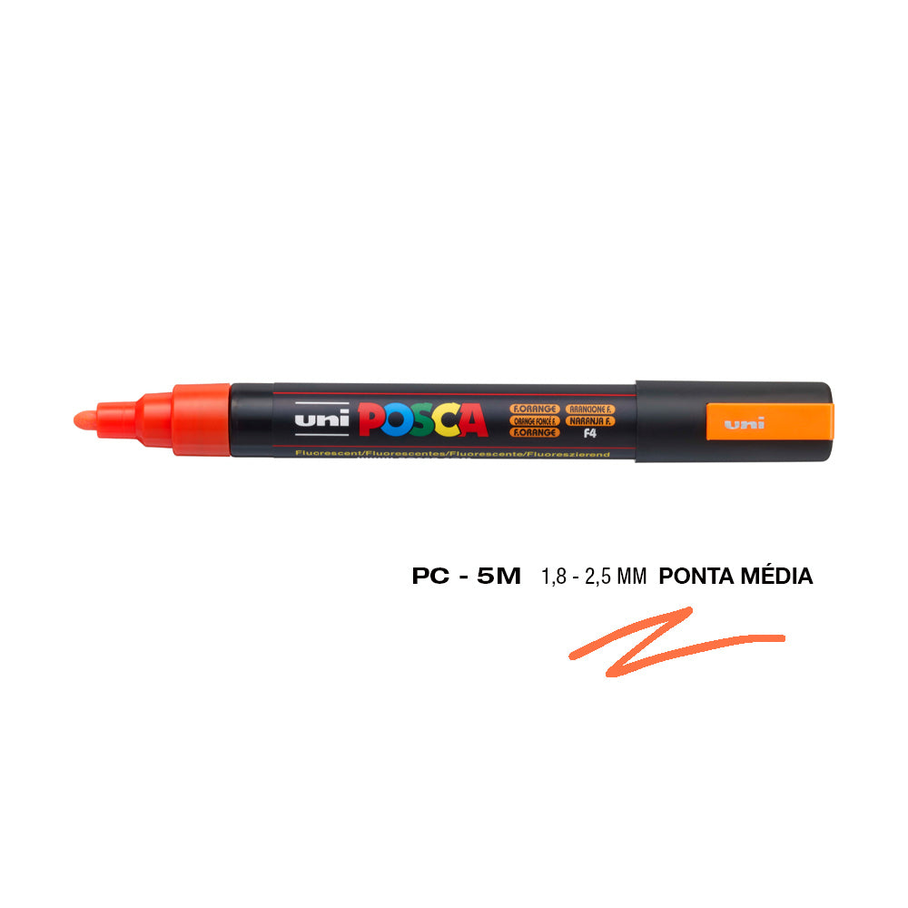 Bluepixel Equipamentos e Serviços Informáticos Lda | Marcador UniPosca PC-5M Laranja Fluor 1,8mm | Papelaria e Arte Posca Marcadores