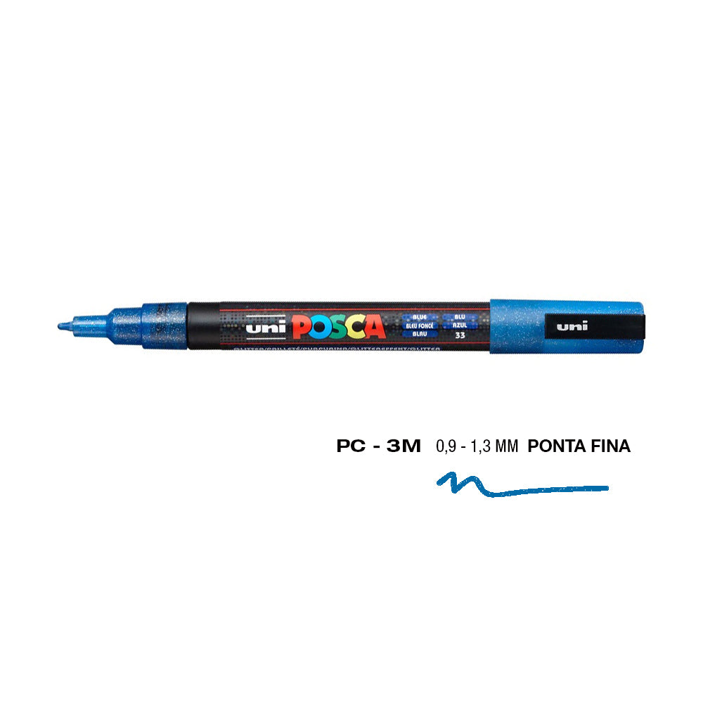 Bluepixel Equipamentos e Serviços Informáticos Lda | Marcador Posca PC-3ML Azul Glitter 0,9mm – Ideal para Arte e Craft Posca Marcadores