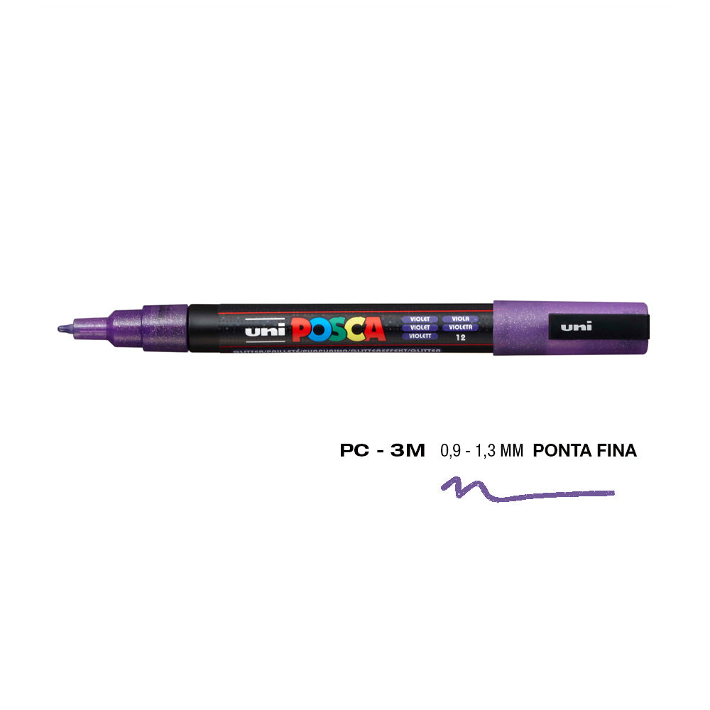 Bluepixel Equipamentos e Serviços Informáticos Lda | Marcador UniBall Posca PC-3ML Violeta Glitter 0,9mm - 1 unidade Posca Marcadores