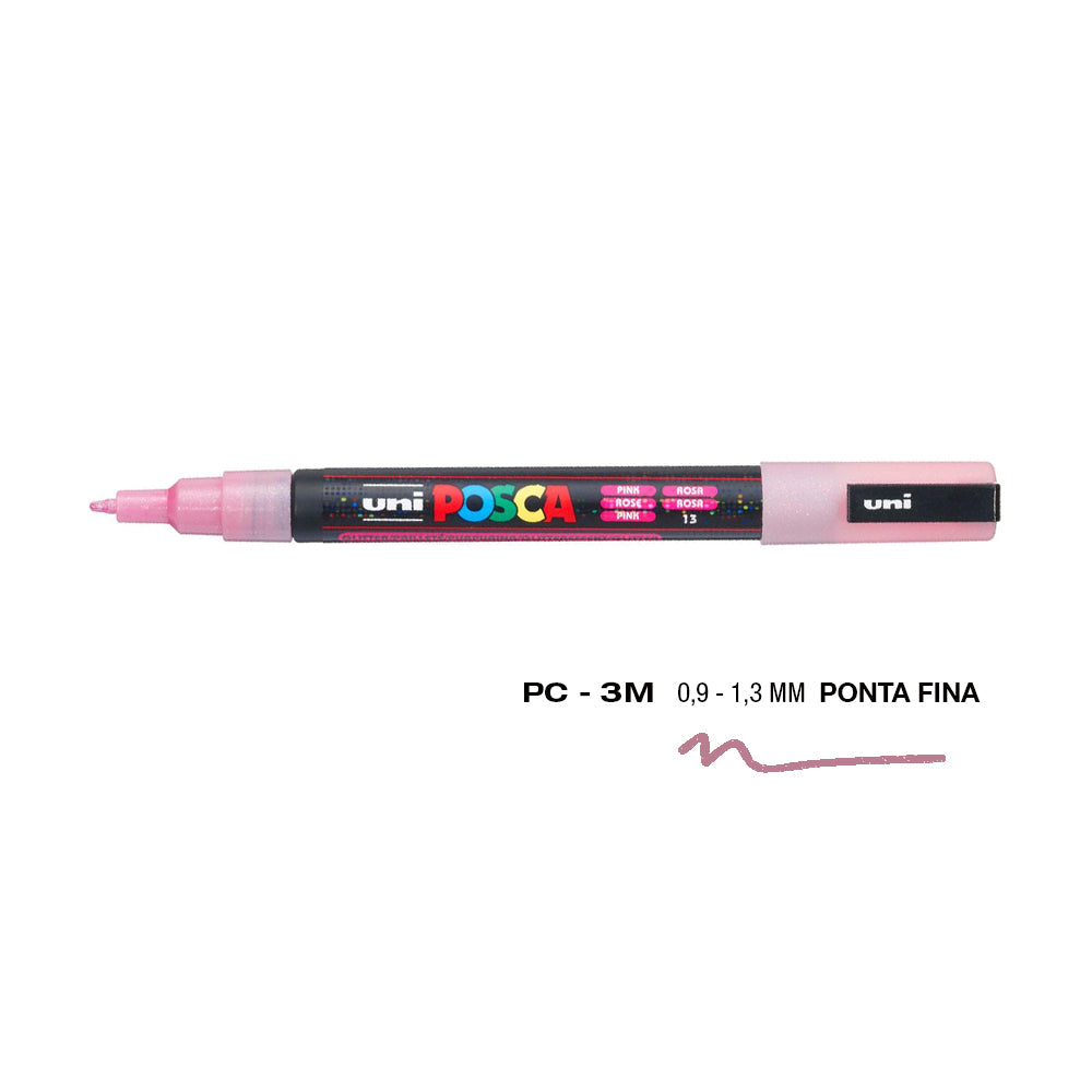 Bluepixel Equipamentos e Serviços Informáticos Lda | Marcador Uniball Posca PC-3ML Rosa Glitter 0,9mm - 1 unidade Posca Marcadores