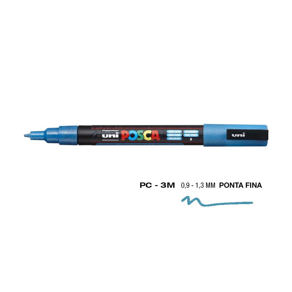 Bluepixel Equipamentos e Serviços Informáticos Lda | Marcador Uniball Posca PC-3ML Azul Claro Glitter 0,9mm Posca Marcadores