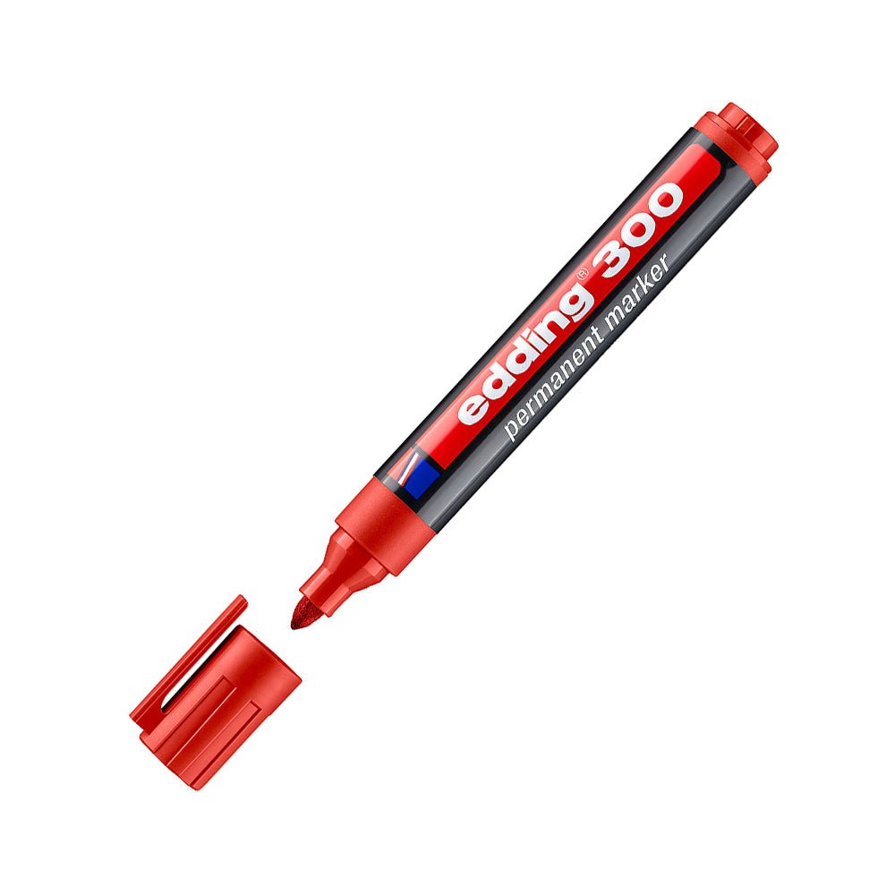 Bluepixel Equipamentos e Serviços Informáticos Lda | Marcador Edding 300 Médio Vermelho 1,5-3mm | Tinta Permanente Edding Marcadores
